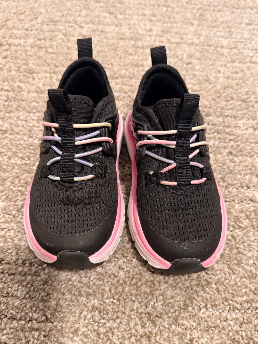 Kids Black and Pink Athletic Sneakers